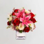 Dazzle Pink- Mixed flowers in a vase