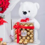 Eternal Beauty Combo – Red Rose Bouquet with Teddy Bear, Chocolates and balloons