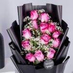 Enchanted Dreams Combo – Pink Rose Bouquet with White teddy bear and 24pc chocolates