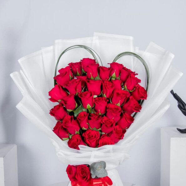 Red Roses arranged in Heart Shape