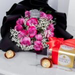 Whimsical Wonders Combo – Bouquet of pink roses with 16pc chocolates