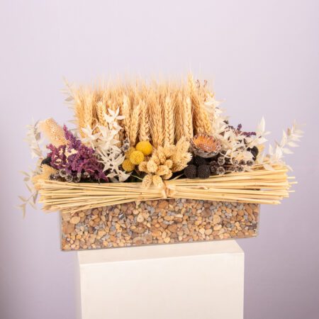 Dry Mix Flowers Arrangements in an acrylic box