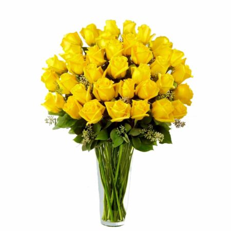 bouquet of yellow roses in a vase