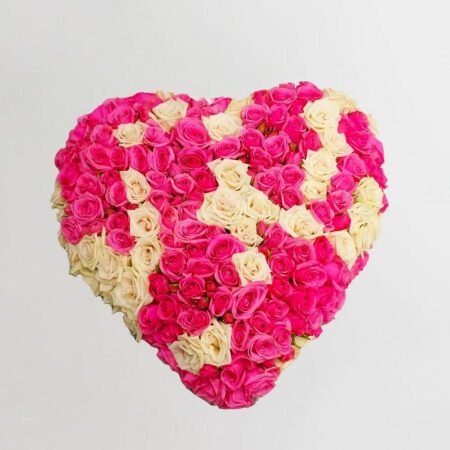 Spray roses arranged in a heart shape