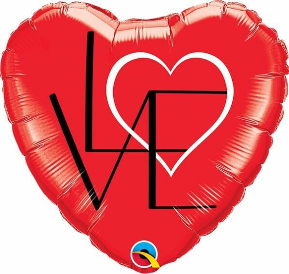 Love text heart shaped balloon