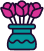 A vase filled with pink flowers icon