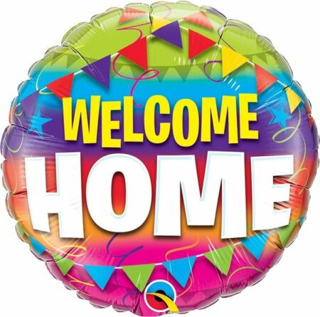 Welcome home text colorful balloon